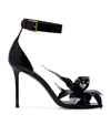 Balmain Patent Leather Ruby Pumps With Flower Detail In Black