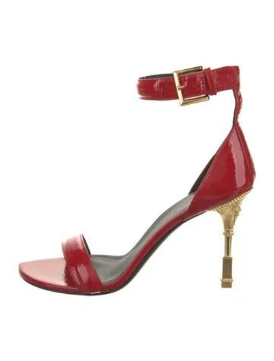 Pre-owned Balmain Patent Leather Sandals In Red