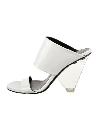 Pre-owned Balmain Patent Leather Sandals In Silver