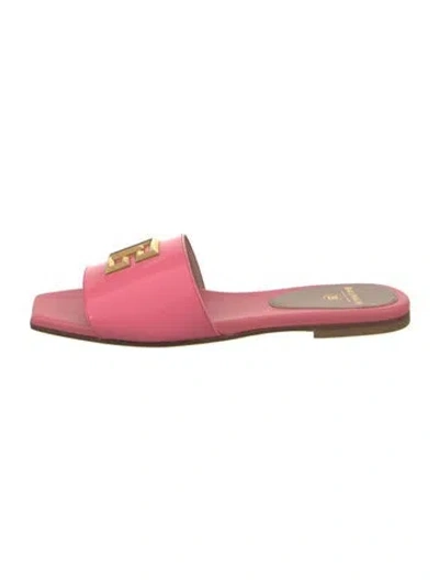 Pre-owned Balmain Patent Leather Slides In Pink