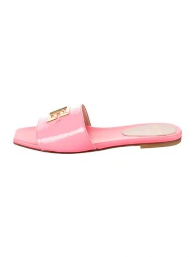 Pre-owned Balmain Patent Leather Slides In Pink