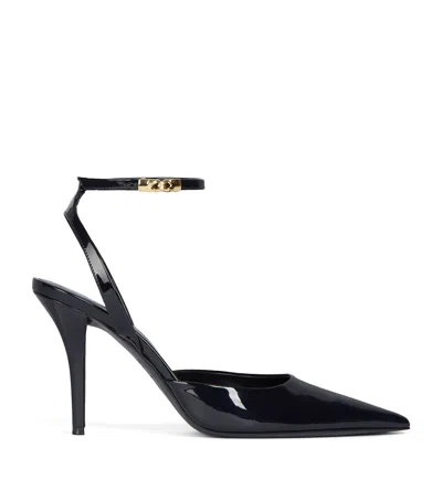 Balmain Patent Leather Strappy Pumps 95 In Blue