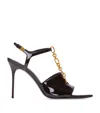 Balmain Sync Patent Leather Chain T-strap Stiletto Sandals In Multi