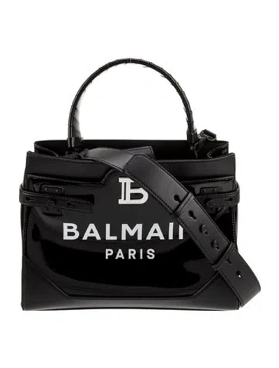 Pre-owned Balmain Patent Leather Top Handle Bag In Black