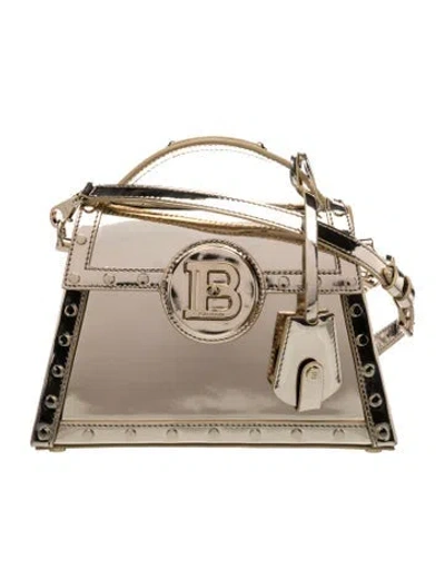 Pre-owned Balmain Patent Leather Top Handle Bag In Neutral