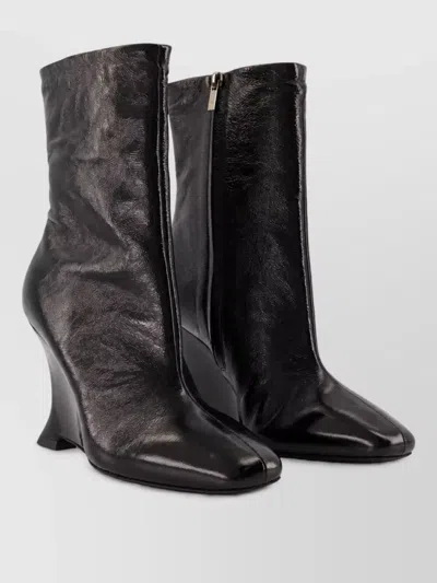 Balmain Patent Leather Wedge Ankle Boots In Multi