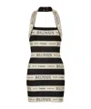 Balmain Striped Halterneck Jacquard Minidress In Black