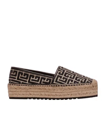 Balmain Espadrilles Mit Monogrammmuster In Black