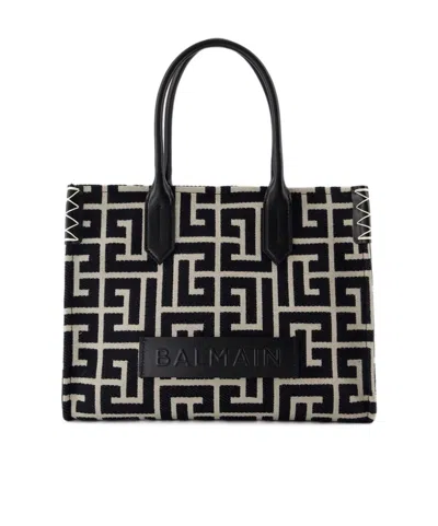 Balmain Pattern Handbag In Black
