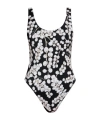 Balmain Grape Print One-piece Swimsuit In Black