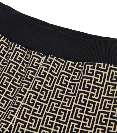 Balmain Kids' Pattern Print Flared Sweatpants In Black