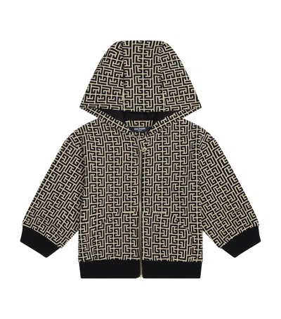 Balmain Kids' Pattern Print Hoodie In Black