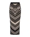 Balmain Multicolor Paisley Monogram Midi Skirt In Black