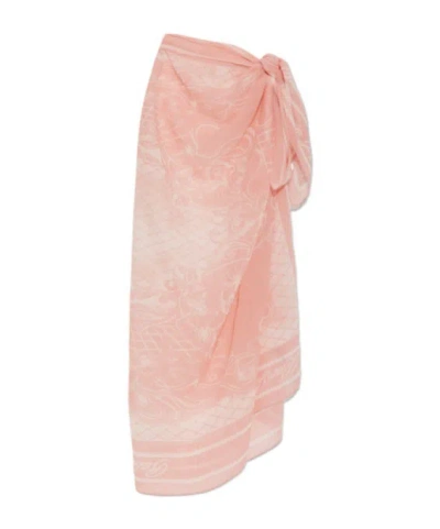 Balmain Patterned Beach Skirt In Pink