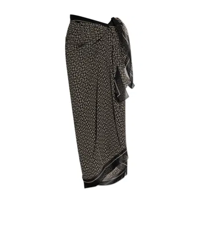 Balmain Patterned Beach Towel In Black