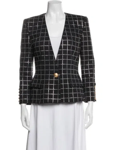 Pre-owned Balmain Patterned Blazer In Black