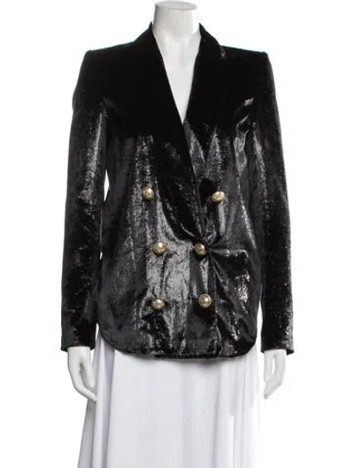 Pre-owned Balmain Patterned Blazer In Black/metallic