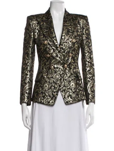 Pre-owned Balmain Patterned Blazer W/ Tags In Gold
