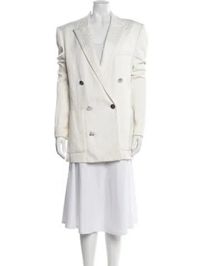 Pre-owned Balmain Patterned Blazer In White
