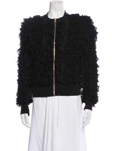 Pre-owned Balmain Patterned Bomber Jacket In Black