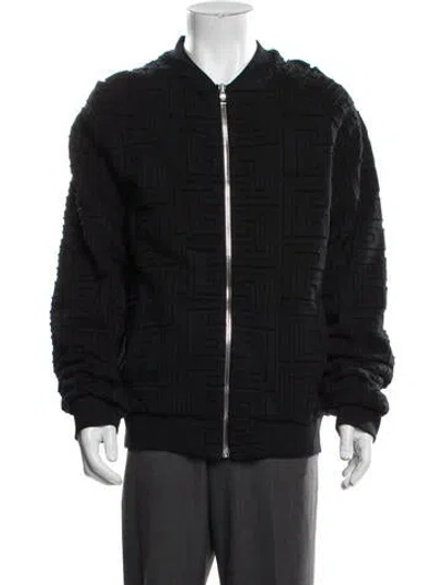 Pre-owned Balmain Patterned Bomber Jacket In Black