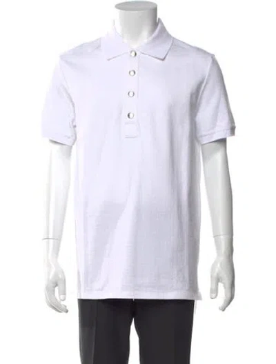Pre-owned Balmain Patterned Collar Polo Shirt In White