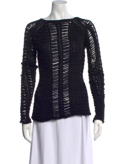 Pre-owned Balmain Patterned Crew Neck Sweater In Black