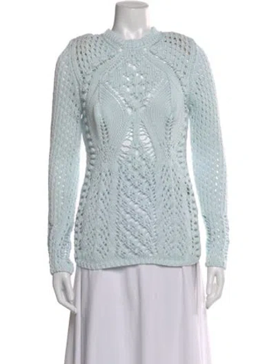 Pre-owned Balmain Patterned Crew Neck Sweater In Blue