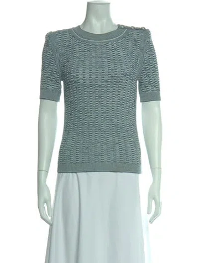 Pre-owned Balmain Patterned Crew Neck Sweater In Blue