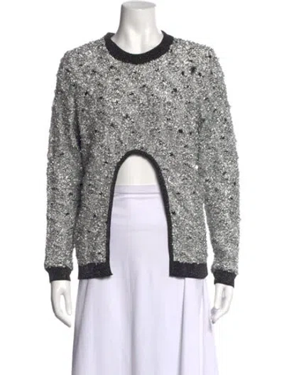 Pre-owned Balmain Patterned Crew Neck Sweater In Metallic/silver