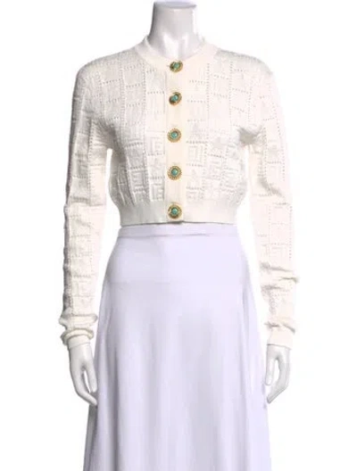 Pre-owned Balmain Patterned Crew Neck Sweater In Neutral