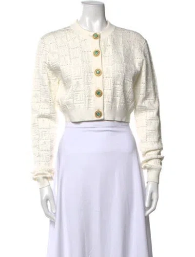 Pre-owned Balmain Patterned Crew Neck Sweater In Neutrals