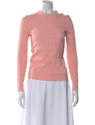 Pre-owned Balmain Patterned Crew Neck Sweater In Pink