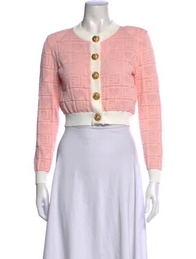 Pre-owned Balmain Patterned Crew Neck Sweater In Pink