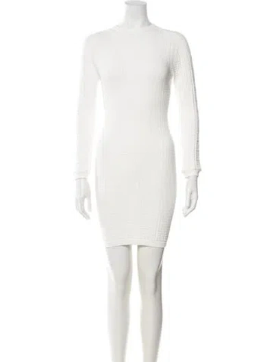 Pre-owned Balmain Patterned Crew Neck Sweater In White