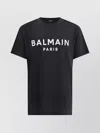Balmain Black Crewneck T-shirt With Logo Lettering On The Front In Cotton Man