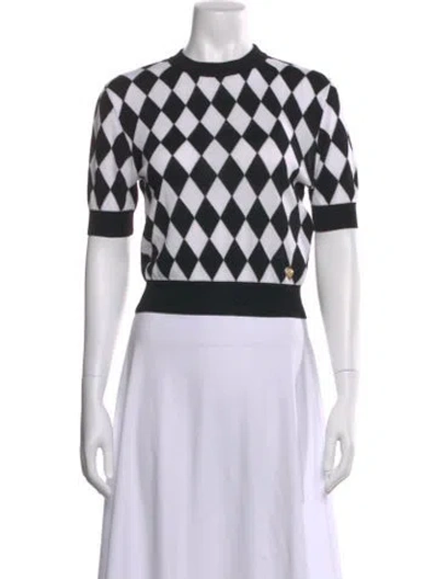 Pre-owned Balmain Patterned Crew Neck Top In Black