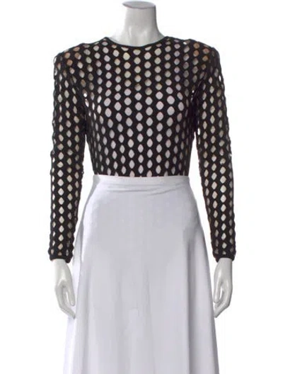 Pre-owned Balmain Patterned Crew Neck Top In Black