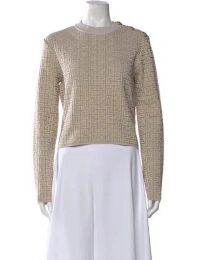 Pre-owned Balmain Patterned Crew Neck Top In Neutral