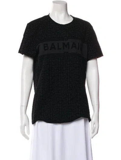 Pre-owned Balmain Patterned Crew Neck T-shirt In Black