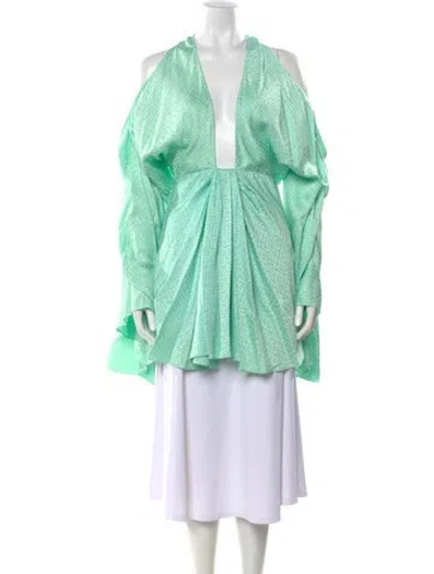 Pre-owned Balmain Patterned Halterneck Top In Green