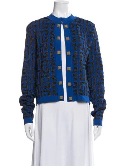 Pre-owned Balmain Patterned Jacket In Blue