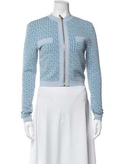 Pre-owned Balmain Patterned Jacket In Blue