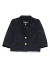 Balmain Patterned-jacquard Blazer In Blue