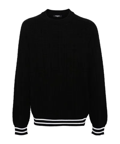 BALMAIN BALMAIN PATTERNED JACQUARD CREWNECK JUMPER