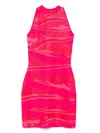 Balmain Printed Mini Body-con Dress In Pink
