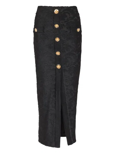 BALMAIN PATTERNED-JACQUARD SKIRT