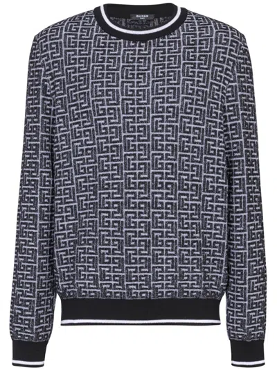Balmain Patterned-jacquard Sweater In Multicolor