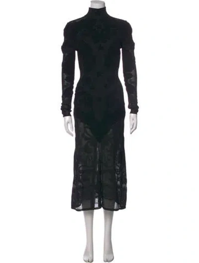 Pre-owned Balmain Patterned Long Dress In Black