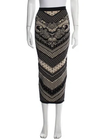 Pre-owned Balmain Patterned Long Skirt In Black